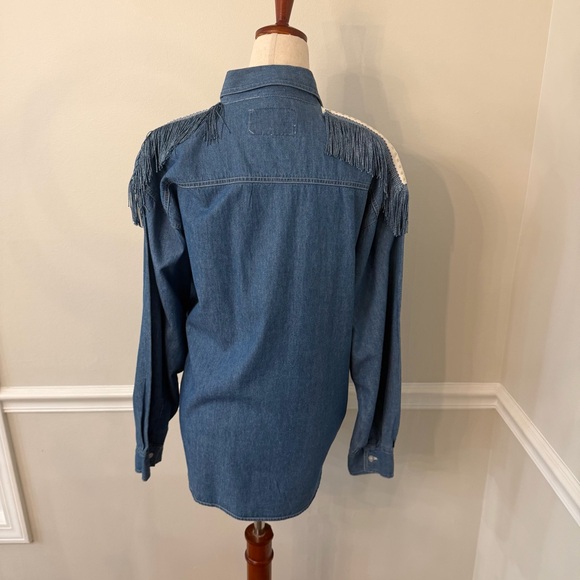 MARDEL Western denim shirt with fringe and studs- Size S - Picture 4 of 6